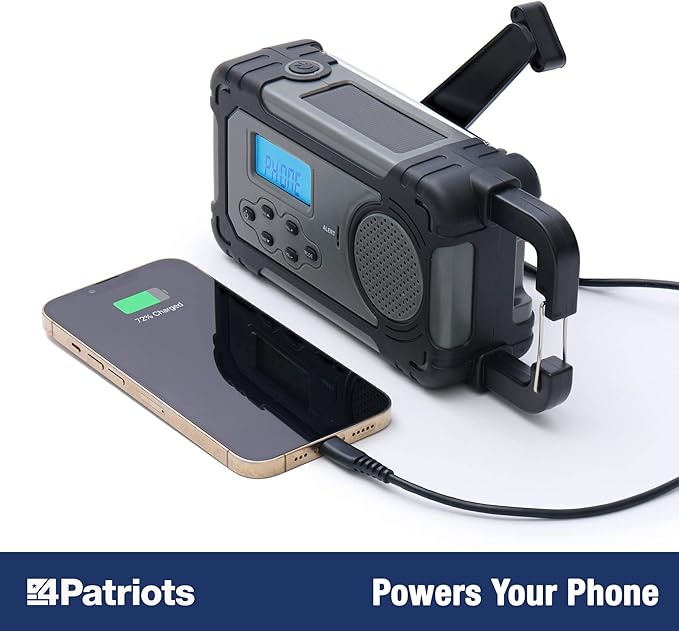 4Patriots Liberty Band Emergency Solar Radio: NOAA Weather Radio with Solar Panel & Power Bank
