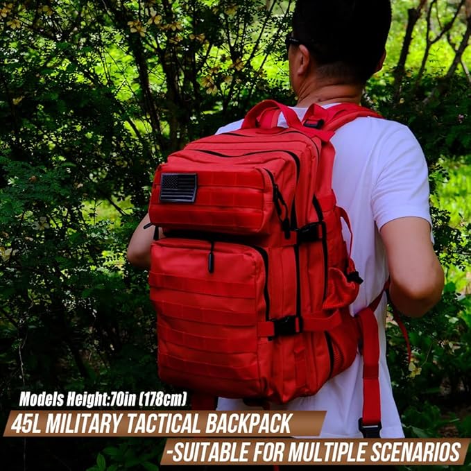45L Tactical Backpack for Men Women, Military Assault Pack with MOLLE, Large 3 Day Bug Out Bag for Hiking Camping