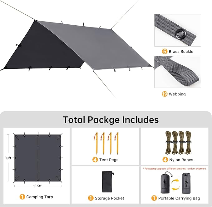 Free Soldier Waterproof Portable Tarp Multifunctional Outdoor Camping Traveling Awning Backpacking Tarp shelter Rain Tarp