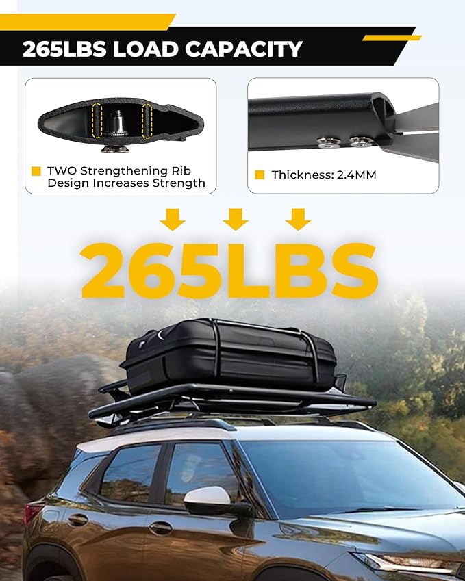 265LBS Lockable Cross Bars Roof Rack Fit for Chevrolet Chevy Trailblazer 2021-2026 Aluminum Crossbars Cargo Bar Luggage Baggage Carrier Rooftop Accessories, for Storage Bag Kayak Canoe Bike