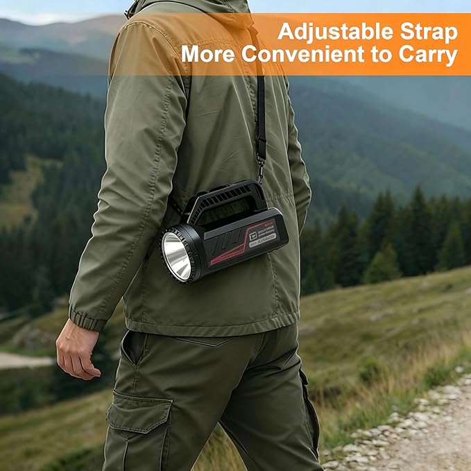 Rechargeable LED Spotlight Flashlight, Portable Camping Lantern 4800mAh, 7 Light Modes &Waterproof, Super Bright Handheld Spotlight for Hurricane Emergency, Outages, Camping, Hiking