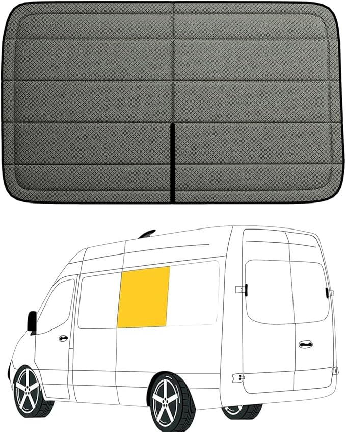 Driver Middle Window Cover for Mercedes-Benz Sprinter 170WB, 2007-2026, Magnetic Insulated Blackout Sunshade, XPE Foam Core, AllSeasonGuard