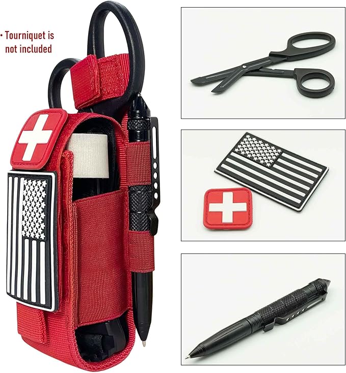 Upgrade 1000D Laser Cut Molle Tourniquet Holder, Heavy Duty Tactical Molle Tourniquet Pouch Holder