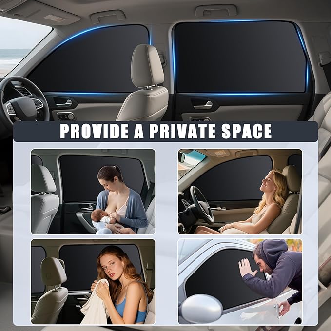ZATOOTO Car Window Shades for CX-5 2017-2024, 4 Pcs Magnetic Car Window Covers - 100% Block Light Privacy Curtains, Side Window Sun Shade for Baby Breastfeeding, Sleeping, Camping