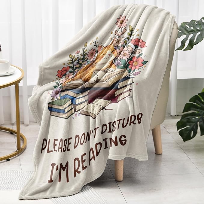 Book Lovers Gifts for Women, Reading Blanket for Book Lovers, Bookish Gifts, Teacher Appreciation Gift, Graduation Presents for Her Him Librarian, Christmas Bookworm Reading Blanket 60"x50"