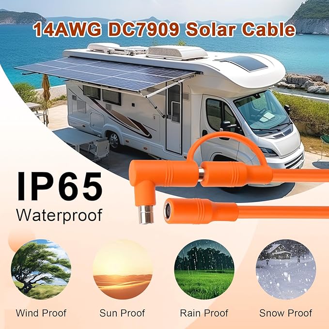 MOOKEERF 14AWG DC 8mm Extension Cable for Solar Panel 10FT,DC7909 Solar Panel Cable Female to Male with DC8020 Male Adapter Compatible with Aker,GZ Yeti,BLUETT,Jackery Portable Power Station - 10 Foot