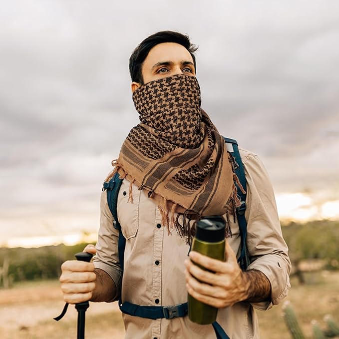 Aonal Military Shemagh Tactical Desert Scarf, 100% Cotton Keffiyeh Neck Head Scarf Wrap for Men Women