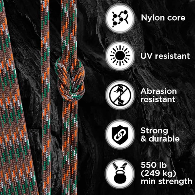 TECEUM Reflective Paracord Rope 1000 – 1000ft/200ft/100ft/50ft – 40+ Colors – Glow in The Dark – para Cord – Utility Rope for Survival, Hunting & Camping Gear – Nylon String, Camping Rope, Tent Cord