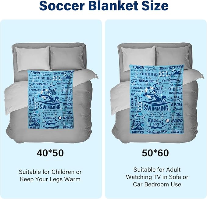 Swim Blanket Gifts for Swimmers, Swimming Gifts for Coach Gifts, Swim Team Gift, Just Keep Swimming, 50" x 60" Swimmer Blanket Christmas Birthday Gift for Men Dad Son