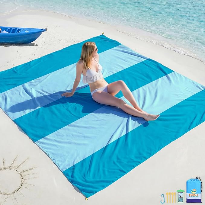 BYDOLL Beach Blanket 10'X9' Waterproof Sandproof Suits1-8 Adults Oversized Lightweight Large Blanket Picnic Mat for Beach Sand Free Travel Camping Hiking Picnic