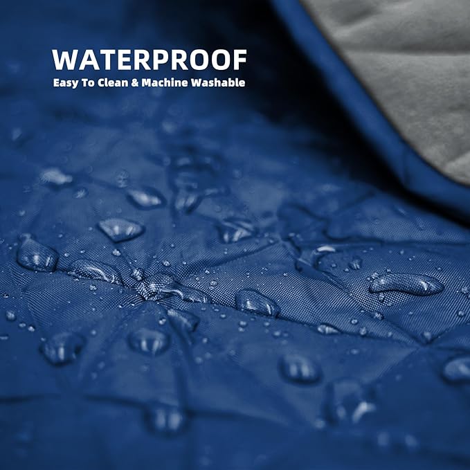Large Outdoor Waterproof Blanket Extra Thick Fleece Stadium Blanket for Camping, Car, Pet, Picnics - Windproof, Wearable, Machine Washable 80" x 58" (Dark Blue)
