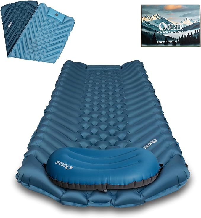 Ultralight Backpacking Sleeping Pad for Camping, with Inflatable Neck Camping Pillow, Lightweight Inflatable Sleeping Pad for Adults, Portable for Hiking, Car Travel - Durable & Comfortable