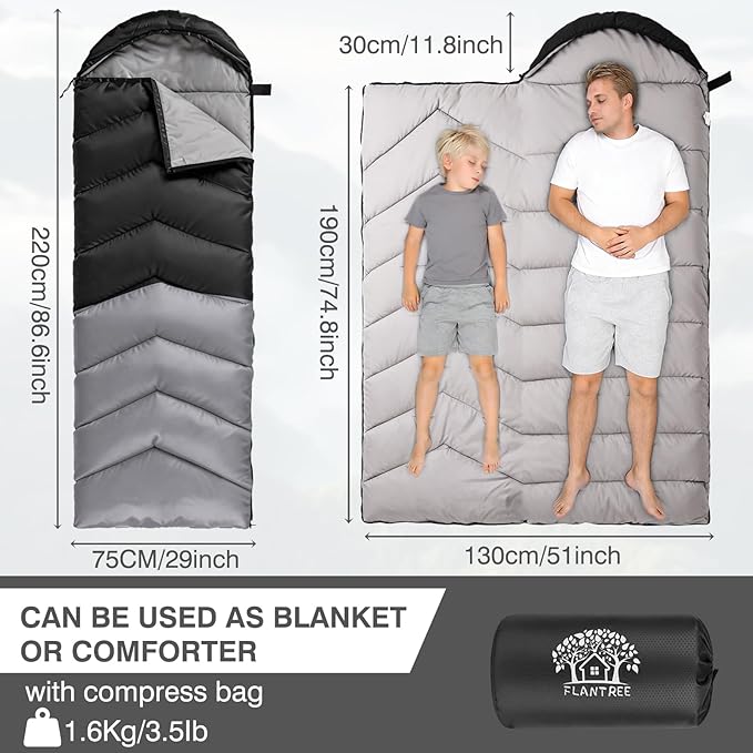 Sleeping Bag 4 Seasons Adults & Kids for Camping Hiking Trips Warm Cool Weather,Lightweight and Waterproof with Compression Bag,Indoors Outdoors Activities