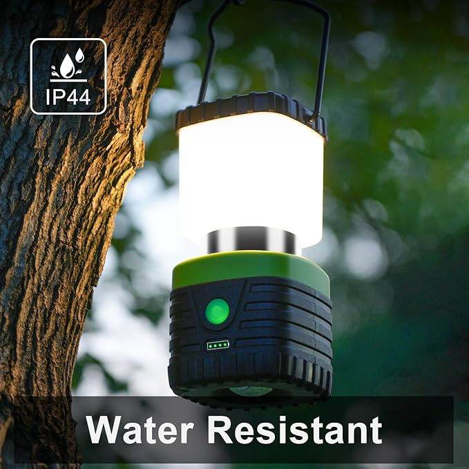 Jarxin 1PCS 6500K White Light LED Camping Lantern Rechargeable 1000LM, 4500mAh Power Bank, Flashlight for Hurricane Emergency, Hiking, IP44 Waterproof Lantern(Green)