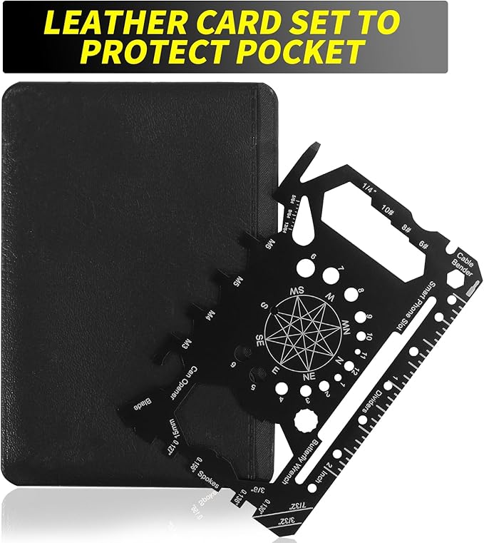 52 in 1 Slim Minimalist Survival Card Wallet Tool Card, Credit Card Size Multitool, Wallet Engineering Ruler Scale, Multitool Card Pocket Tool(Bottle Opener, Screwdrivers, Phone Stand & More), 1 Pcs