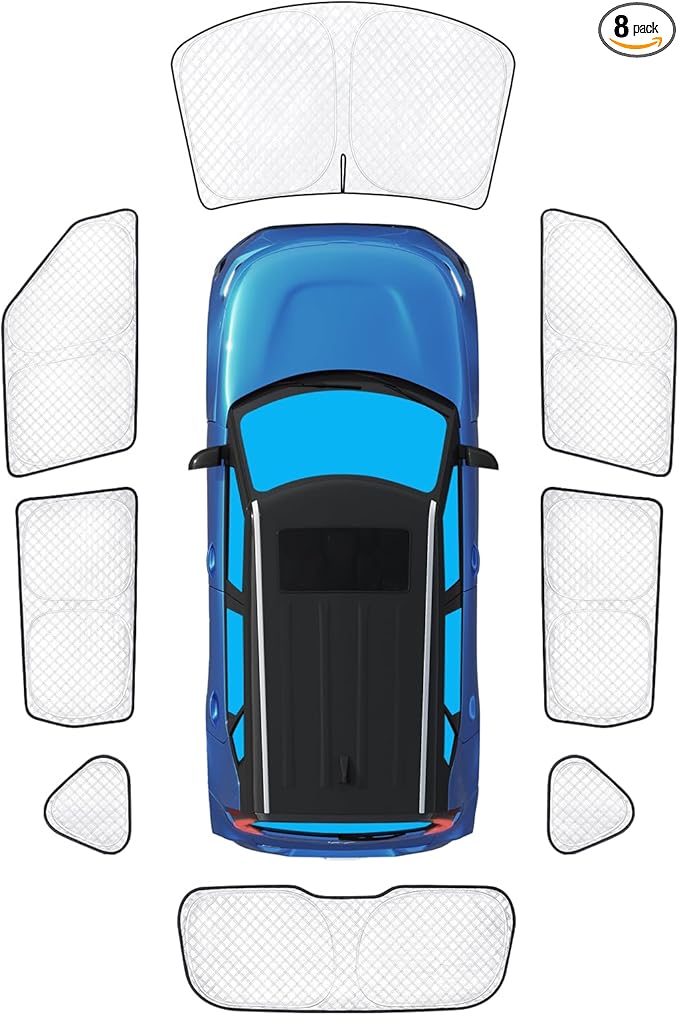 KMF Thicken Sun Shades for Kia Soul 2014-2019 Accessories, Full Car Window Covers Sunshade for Windshield Side Rear, UV Block and Privacy Blackout for Camping Outdoor