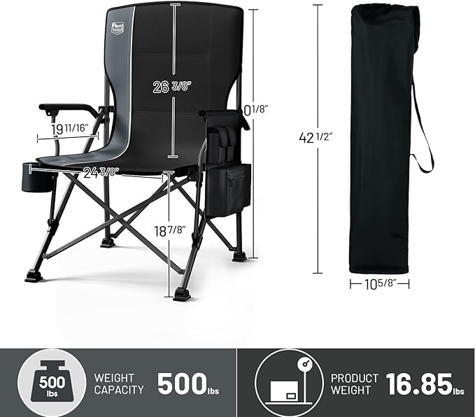 TIMBER RIDGE Oversized Folding Camping Chair High Back Heavy Duty for Adults Support up to 500lbs with Cup Holder, Side Pocket Cooler Bag 2 Pack