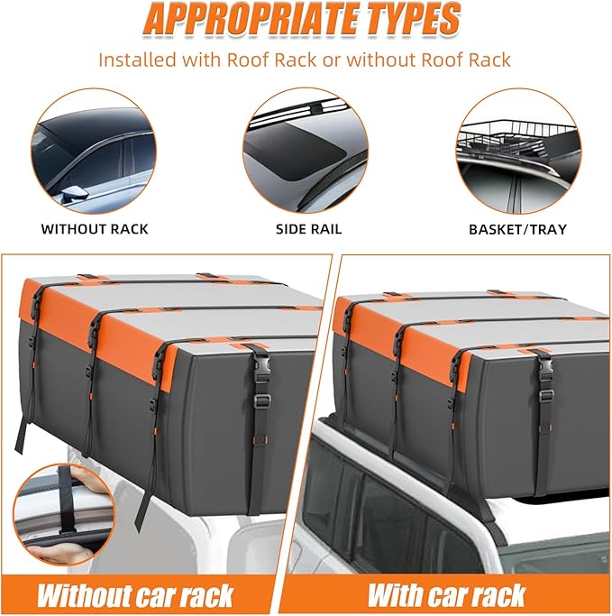 Car Rooftop Cargo Carrier Bag, 30 Cubic Feet Waterproof Soft-Shell Car Roof Bag for All Vehicle with/Without Roof Rack, Include Anti-Slip Mat, Reinforced Straps, Door Hooks and Luggage Lock