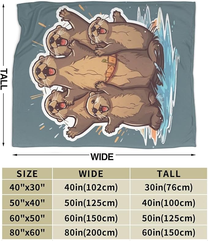 Funny Otter Blanket Cozy Soft Cute Otters Flannel Plush Throw Blanket Warm Otter Animal Fleece Bedding Stuff Decor Blanket Gifts for Lover Teens Girls Boys Kids Adults Women 60"x80"