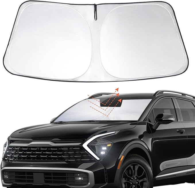 Windshield Sun Shade Custom Fit 2023 2024 2025 2026 Kia Sportage Accessories Foldable Sunshade Front Window Cover Protect Car from Sun Rays Damage Keep Your Car Cooler