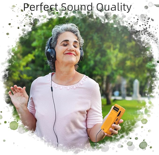 PRUNUS J-166 Portable Radio AM FM, Gifts for Dad and Mom, Battery Operated Radio with Tuning Light, Back Clip, Excellent Reception, AM FM Radios Portable, Transistor Radios