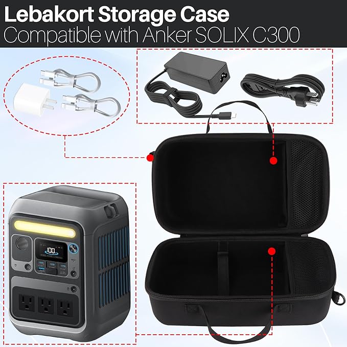 Lebakort Hard Case Compatible with Anker SOLIX C300 Power Station