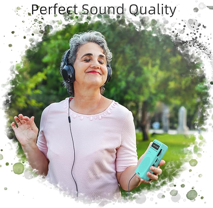 PRUNUS J-166 Portable Radio AM FM, Gifts for Dad and Mom, Battery Operated Radio with Tuning Light, Back Clip, Excellent Reception, AM FM Radios Portable, Transistor Radios