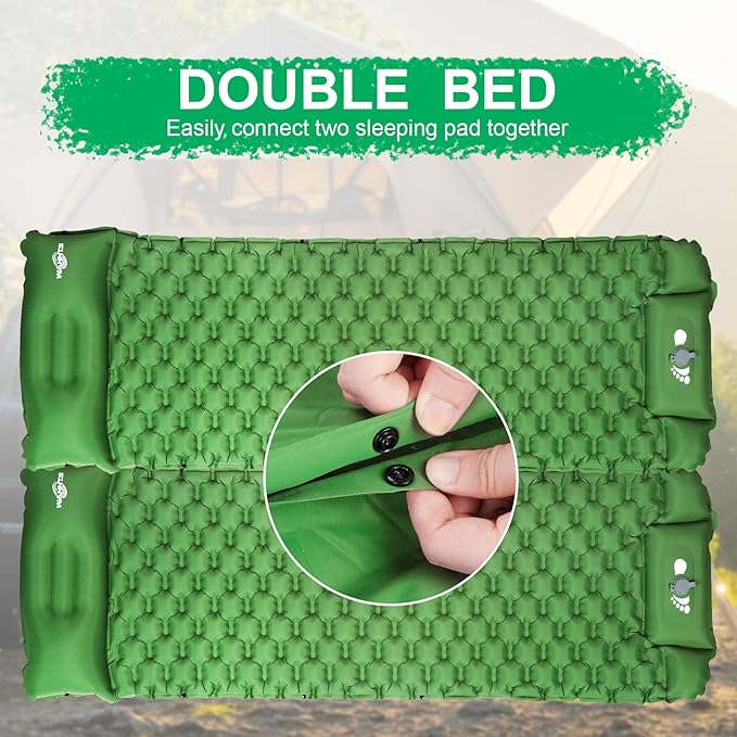 WANNTS Sleeping Pad, Ultralight Inflatable Sleeping Pad for Camping, Built-in Pump, Ultimate for Hiking - Airpad, Carry Bag, Repair Kit - Compact & Lightweight Camping pad