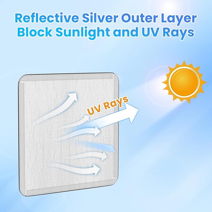 RV Roof Vent Skylight Insulator Cover, Sun Blackout Fabric for Camper (16 x 16 inch)- Black- 2 Pack