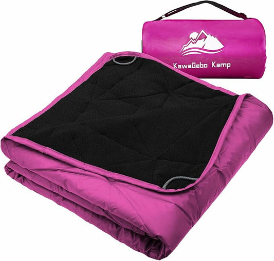 Large Outdoor Waterproof Blanket Extra Thick Fleece Stadium Blanket for Camping, Car, Pet, Picnics - Windproof, Wearable, Machine Washable 80" x 58" (Rose Purple)