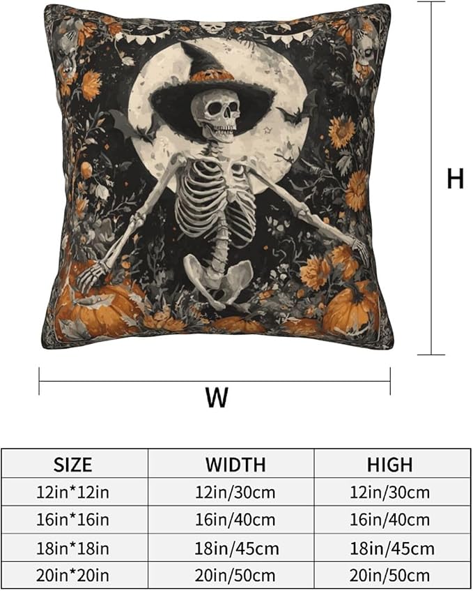 Skull Moon Throw Pillow Covers 18x18 inch Set of 2 Halloween Pillow Case Cushion Cover for Home Sofa Couch Living Room Car Decor