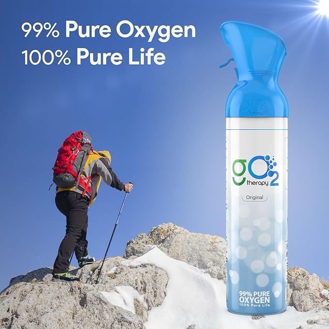 Up to 450 Inhalations, 12L | Portable Oxygen Canister – Single Mouth & Nose Mask – Supplemental Oxygen for Sports, Travel, Altitude & Fitness Activities