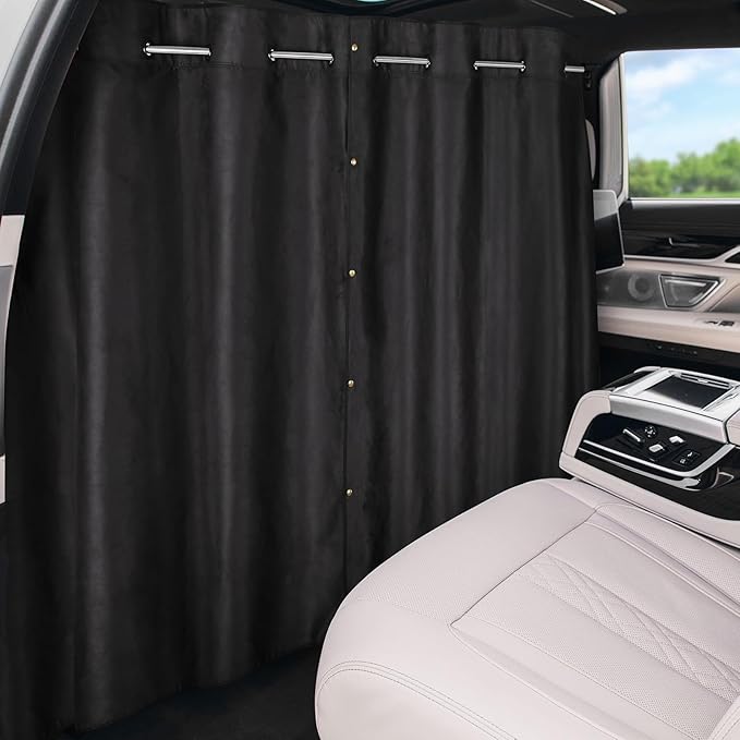ZATOOTO Car Divider Curtain, Blackout Car Curtains with Pole for Backseat, Adjustable Length for Most Vehicles, Sedan, Vans, SUVs (5.91ft * 4.14ft)
