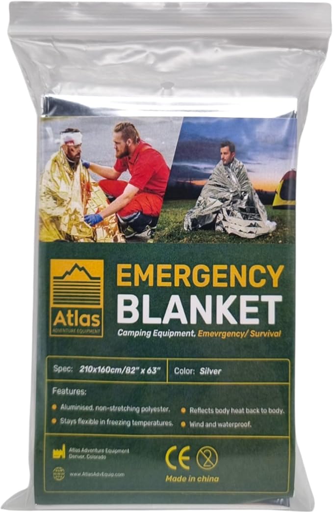 Emergency Survival Blanket, Mylar Thermal Blanket, Gigantic Space Blanket 82" x 63" (10)