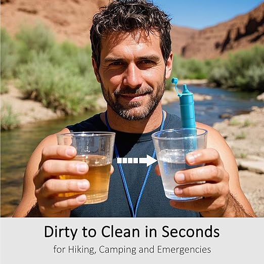4-Stage 0.1 Micron Ultrafiltration Water Filter Straw | 3-Section Detachable for Easy Backwash | for Outdoor, Survival & Emergency, 2-Pack