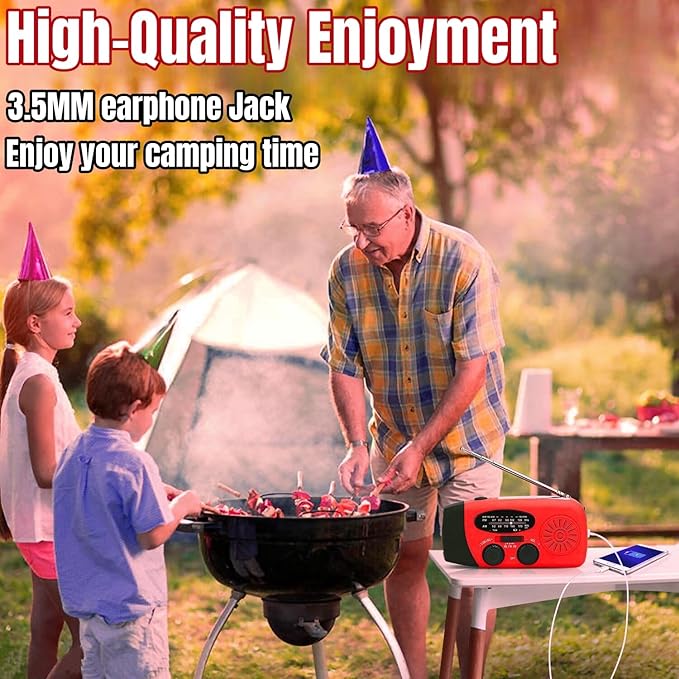 18500mWh/5000mAh Hand Crank Emergency Weather Radio, AM FM NOAA Solar Radio with Led Flashlight and Earphone Jack, Charger for Smartphone, Self Powered Radios with SOS Alarm