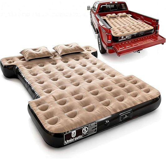 Umbrauto Built-in Pump Air Mattress for 5.5-5.8ft Short Truck Bed, Inflatable Full-Size Pickup Airbed for Ford F150, Chevy Silverado, GMC Sierra, Dodge Ram, Toyota Tundra, Nissan Titan Outdoor Camping