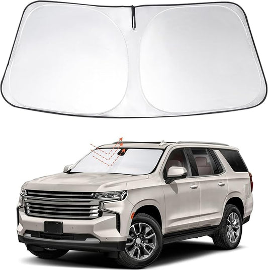 Windshield Sun Shade Custom Fit 2021 2022 2023 2024 2025 2026 Chevrolet Tahoe Accessories Foldable Sunshade Sun Blocker Front Window Shades Covers Keep Car Cooler