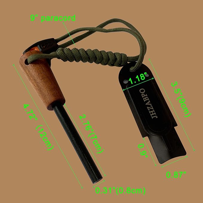 Ferro Rod Survival Kit, Flint and Steel Flint Fire Starter Kit, Fast Fire Stick with Survival Whistle