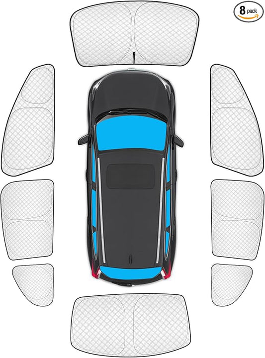 KMF 8pcs Thicken Sun Shades for Mercedes Benz C Class 2015-2021 W205 C250 C300 C400 Accessories,Full Car Window Covers Sunshade for Windshield Side Rear, UV Block Blackout Privacy Camping