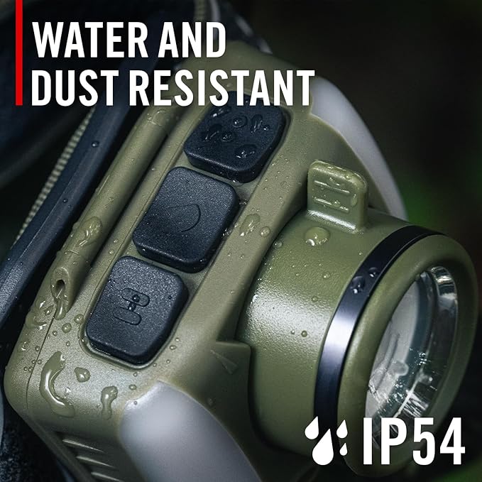 Coast FL97R Voice-Controlled 1200 Lumen Rechargeable LED Headlamp with Pure Beam® Spot & Flood, ARC Lighting, Red & Green Color Modes, Glide Focus™ Radial Arm Dial and USB-C Charge Port, Forest Green
