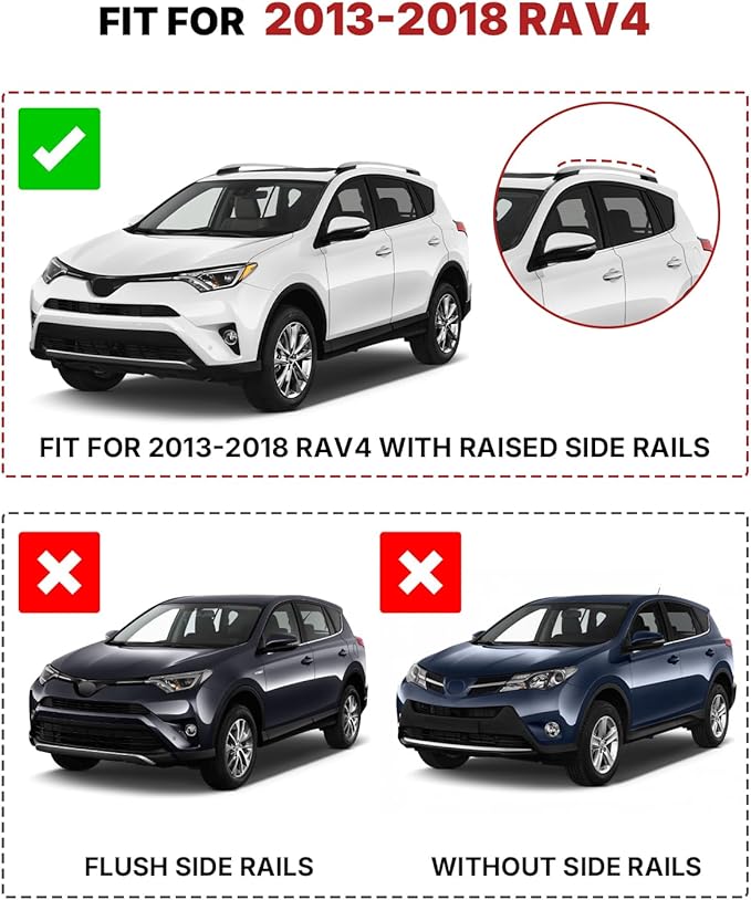 Richeer 300LBS Roof Rack Cross Bars for 2013-2018 RAV4 with Side Rails,Lockable Heavy Duty Aluminum Cross Bar with Anti-Theft Locks for Cargo Racks Rooftop Luggage Carrier Canoe Kayak Bicycle roof Bag