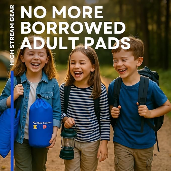 Kids Sleeping Pad for Camping and Sleepovers with Pillow, Inflatable Camping Mattress for Backpacking & Travel, Thick Toddler Cot Mat, Fast Inflating Camping Sleeping Pads for Kids