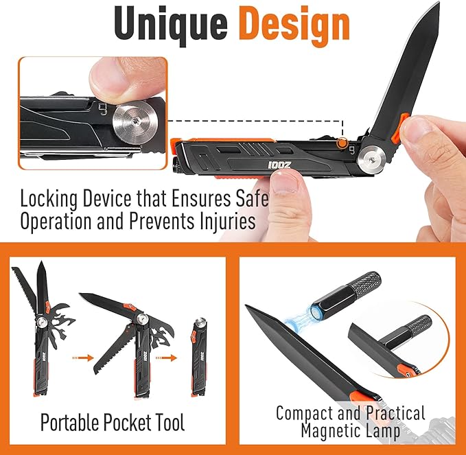 ZOOI Fathers Day Mens Gifts for Husband Dad, Gifts for Men Dad, Pocket Multitool, EDC Gear, Fathers Day Dad Gifts from Daughter Son Wife, Gifts for Him Boyfriend, Pocket Tools for Fishing Camping Gear