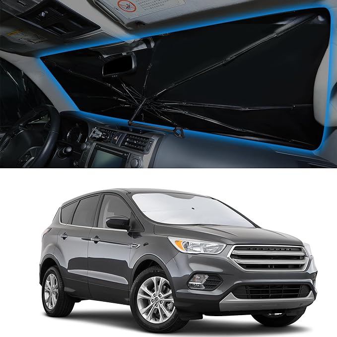 Windshield Sun Shade Umbrella Compatible with Ford Escape 2013-2019 Accessories Foldable Window Sunshade Sun Visor Protector Blocks Sun Rays