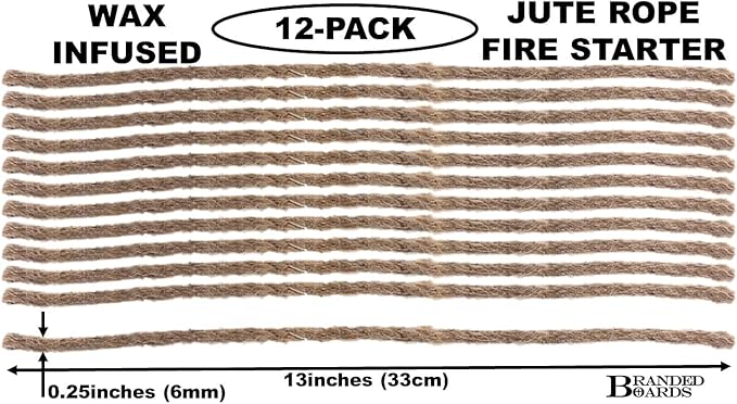 Bushcraft Fire Starter Kits. Ferrocerium Rod, Multi Tool Fire Striker, Waterproof Waxed Jute Rope Tinder, Survival Paracord, Emergency Whistle, Burlap Bag
