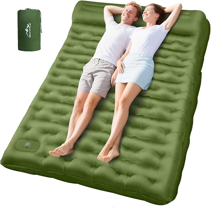Sleeping Pad for Camping, 6" Extra Thick Camping Mat with Pillow Built-in Foot Pump, Ultra Comfortable Inflatable Sleeping Mat for Backpacking, Hiking, Camp Tent - Enjoy a Comfy Sleep