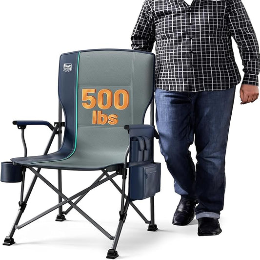 TIMBER RIDGE Oversized Folding Camping Chair High Back Heavy Duty for Adults Support up to 500lbs with Cup Holder, Side Pocket Cooler Bag