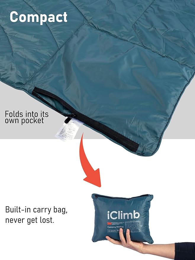 iClimb 3M Thinsulate Insulation Warm Camping Blanket Ultralight Compact