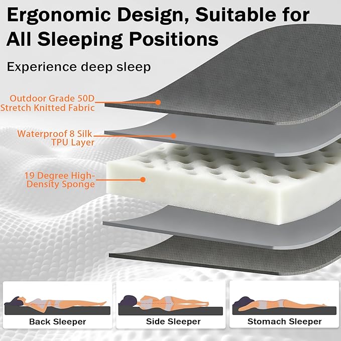 Self Inflating Sleeping Pad with Electric Pump, 3.15" Ultra-Thick Memory Foam Camping Sleeping Pad with Built-in Pillow, 4 Season Camping Mattress Pad, Camping Essentials Gear for Camp Travel Tent Car